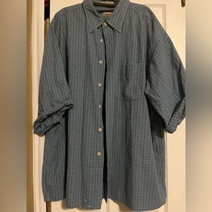 Men's 2XL Khaki's Blue Checkered Shirt with Rolled Sleeves